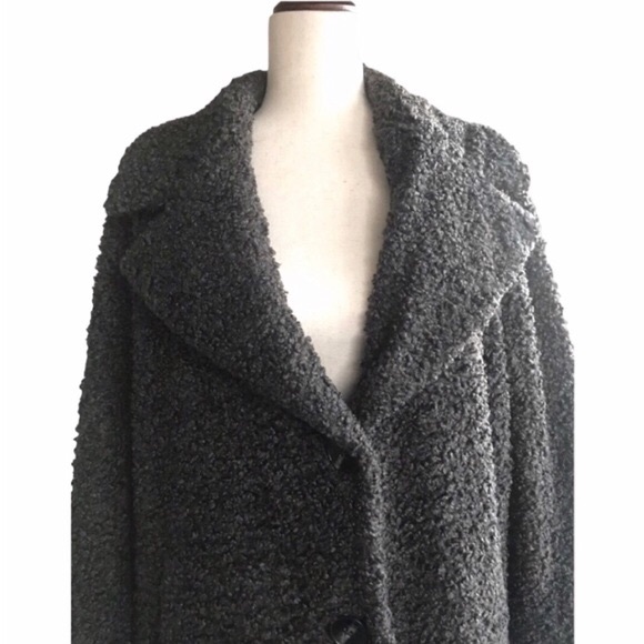 NVLT Boucle Teddy Coat Large Olive Dark Grey Brown Minimalist Neutral New - Picture 7 of 10